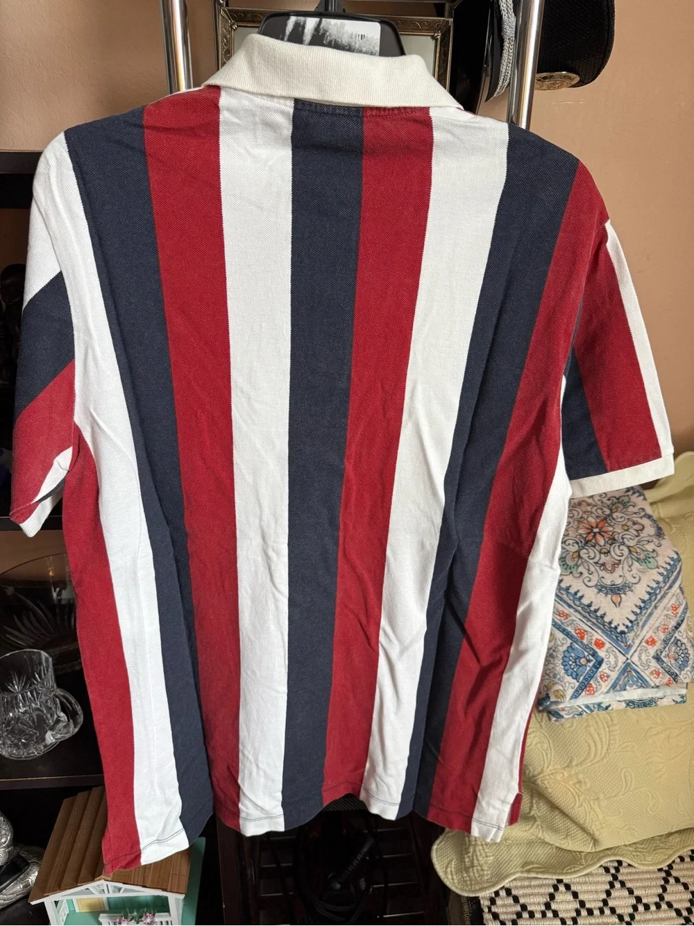 Gucci Striped Polo in Red, Navy & White with Logo